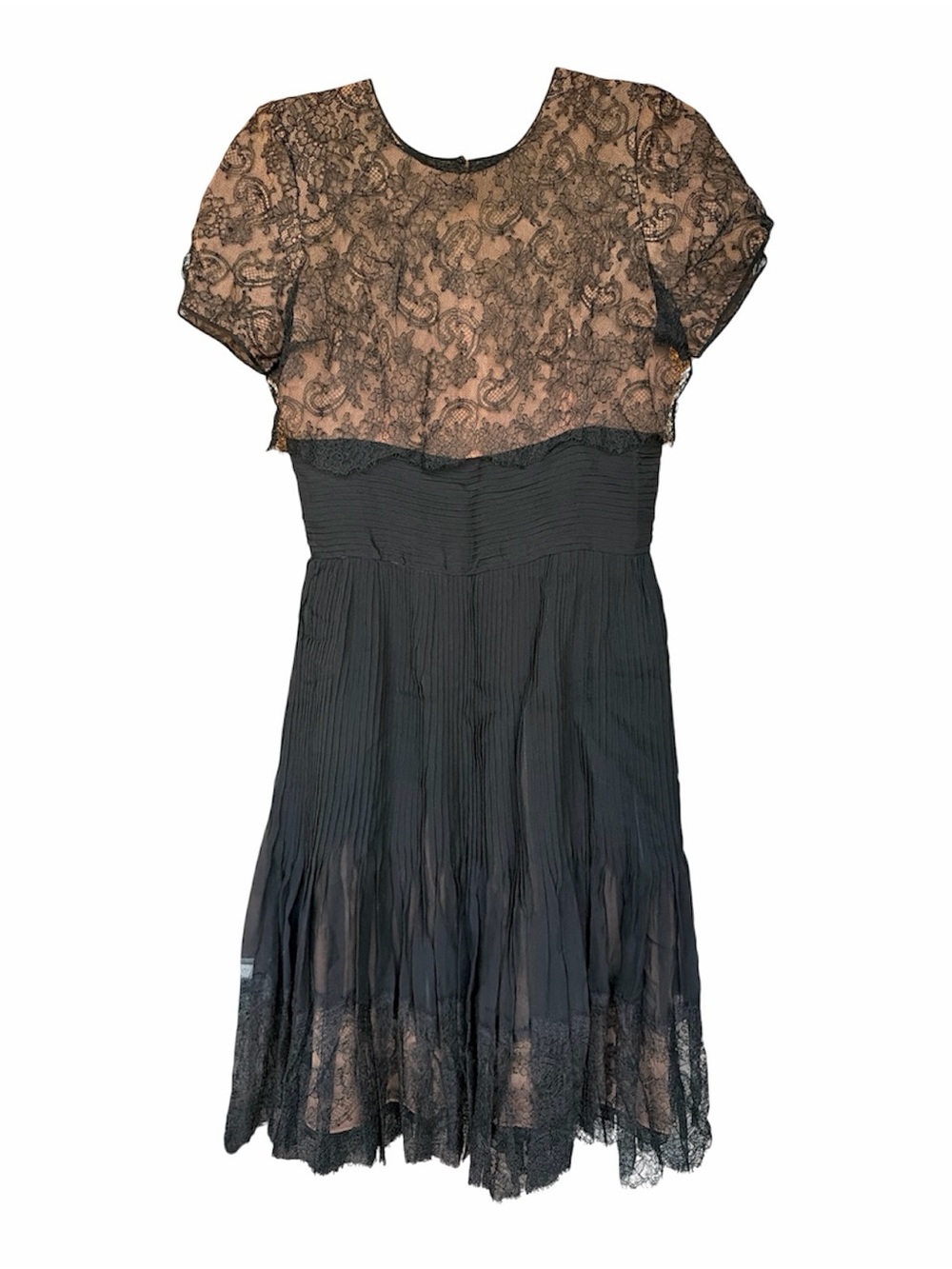 Dolce & Gabbana Black Lace and Nude Illusion Midi Dress